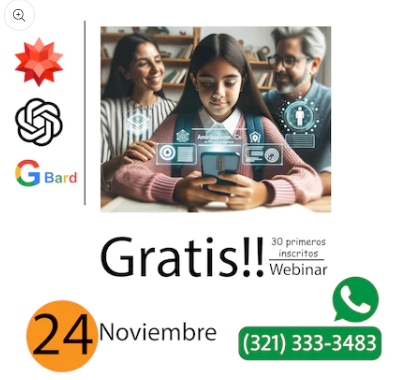 🚀Webinar Chat GPT y otras Ai´s: Explota lo mejor de tus hijos YA!!🌟 24 Nov/2023